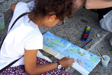 Atelier // Art parent-enfant - paysage à la manière de David Hockney